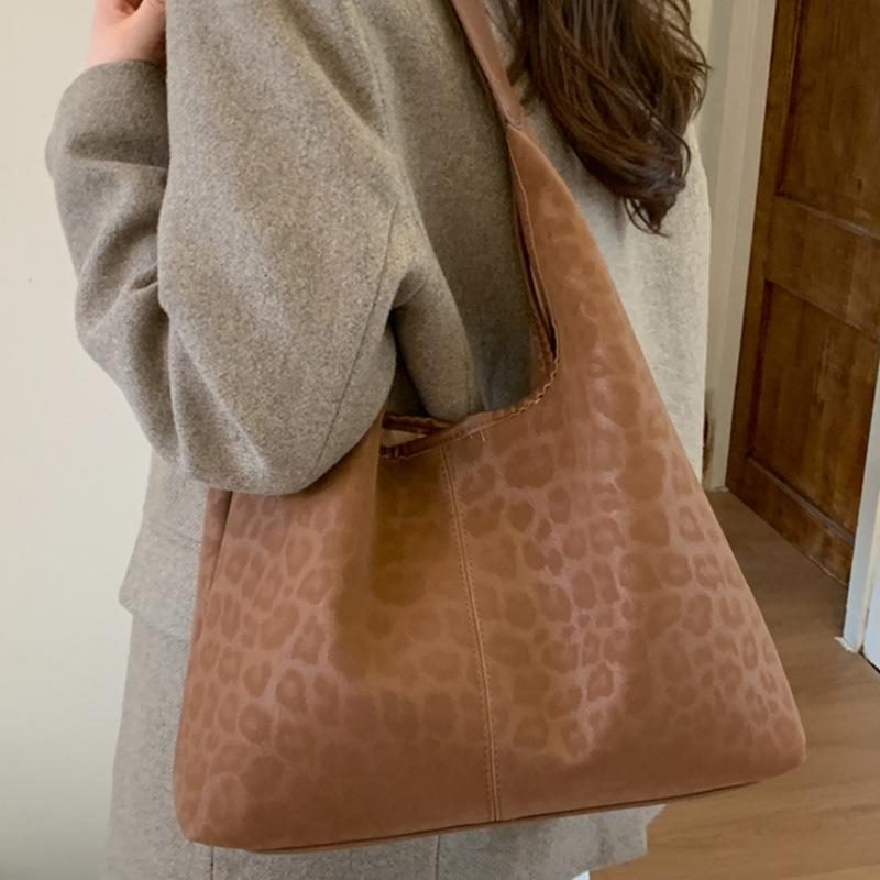 Retro Fashion Leopard Print Bag Casual Large Capacity Shoulder Bag Autumn New Fashion Underarm Bag Women
