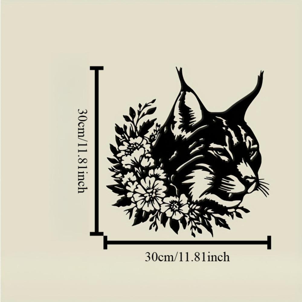 

Wrought Iron Lynx Wall Art Black Metal Floral Sculpture Outdoor Farmhouse Patio Nature Decor Valentine Gift 12in