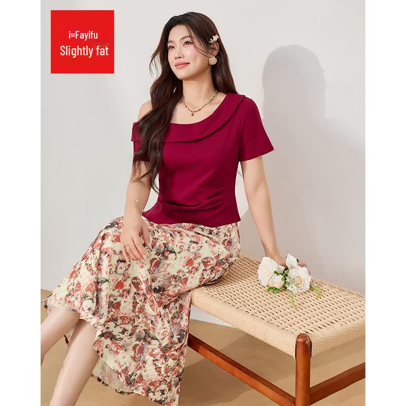 IEF French Retro Floral Slimming Skirt Set M