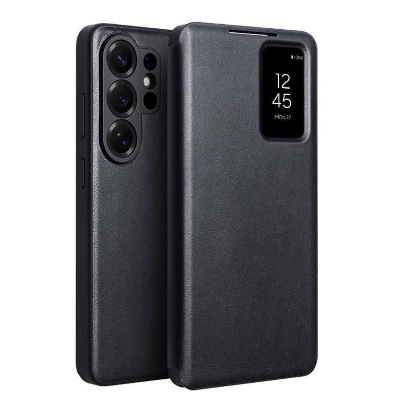 Chali Leather Flip Case with Smart Window for Samsung S26 Ultra