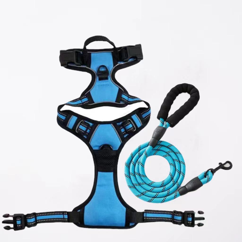 Reflective Nylon Dog Harness and Leash for Large Breeds