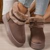 Fashion 2025 Winter Soft Faux Fur Snow Boots Woman Fashion Buckle Detor Platform Boots for Women Solid Color Casual Shoes Falts Female