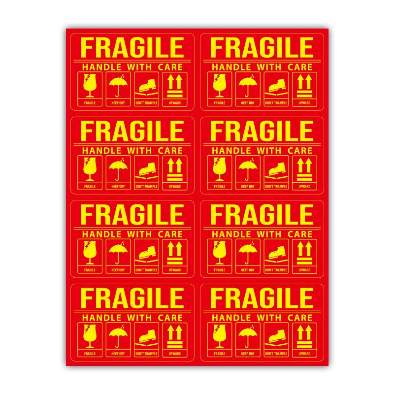 250 samoprzylepnych naklejek „Ostrożnie” - Traktować ostrożnie/Nie otwierać - Angielskie etykiety ostrzegawcze w stylu miedziorytu