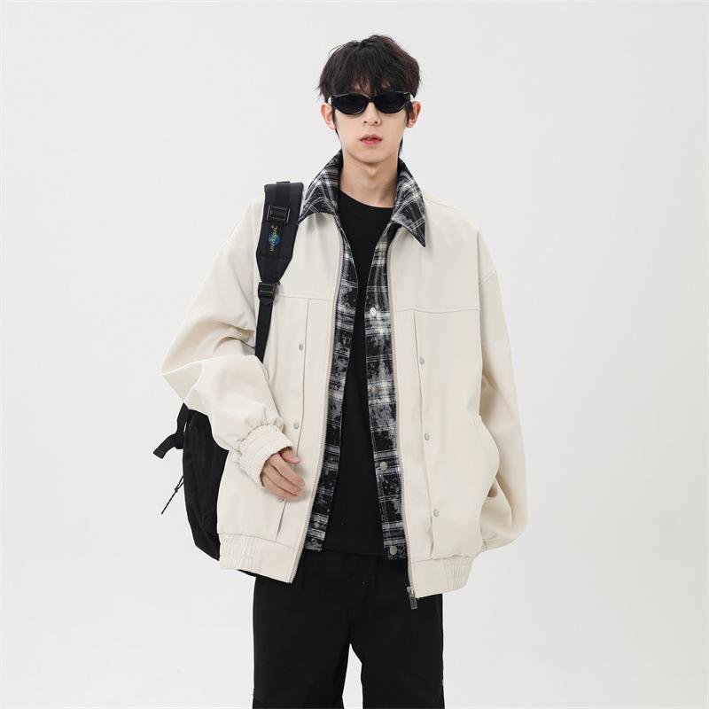

Fake Two Black Jackets, High-end and Casual Plaid Lapel Men s Jacket 8XL