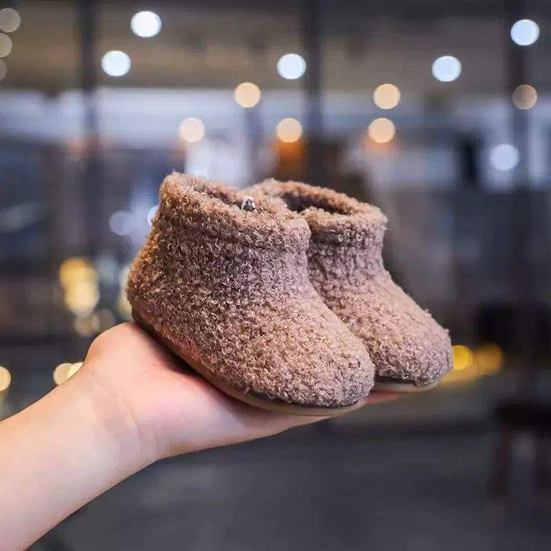 Baby Girl Fluffy Boots Princess Shoes Winter Plush Boots Girls Short Boots Soft Sole Baby Toddler Shoes Warm Cotton Shoes