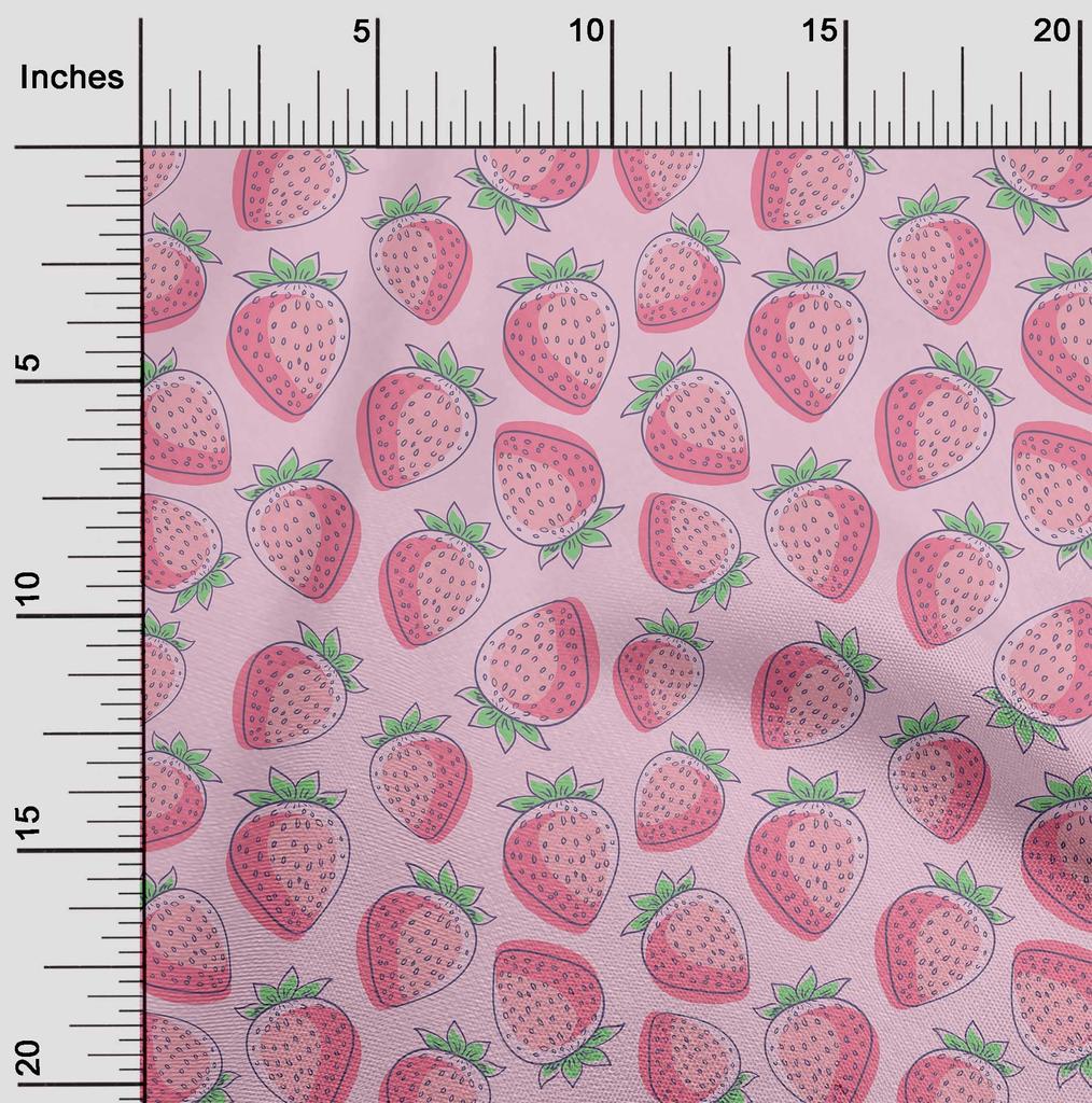 oneOone Cotton Flex Aqua Blue Fabric Strawberry Fruit Sewing Craft Projects Fabric Prints By Yard 40 Inch