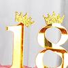 10 ks Zlaté lesklé číslo na dortové zdobení 0-9 Zlaté párátka s korunkou DIY zdobení cupcaků pro narozeninovou oslavu Svatbu Výročí