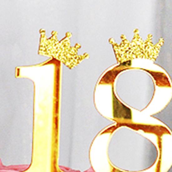 10 ks Zlaté lesklé číslo na dortové zdobení 0-9 Zlaté párátka s korunkou DIY zdobení cupcaků pro narozeninovou oslavu Svatbu Výročí