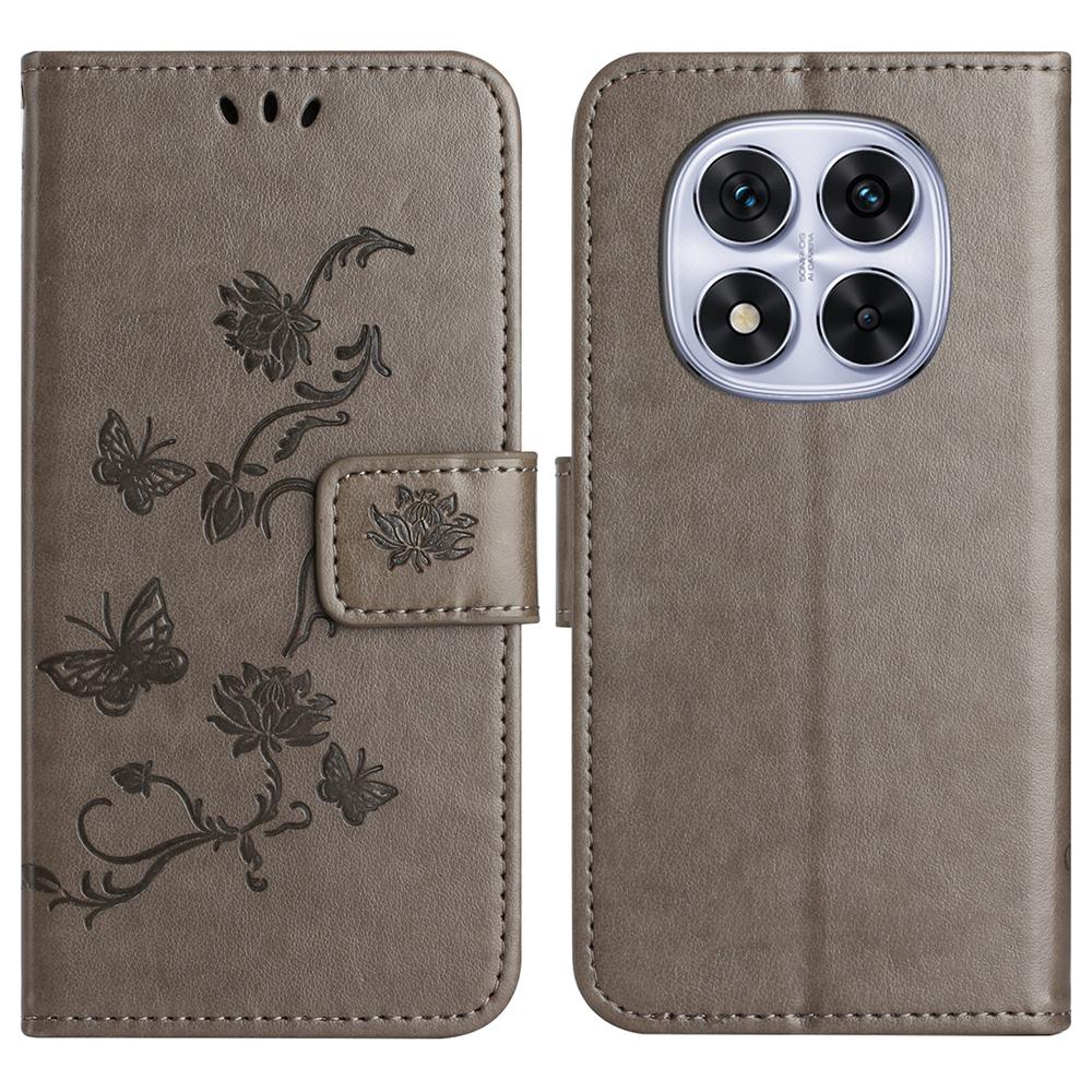 For Xiaomi Redmi Note 14 Pro+ 5G/Note 14 Pro 5G/Poco X7 5G Case Wallet Stand Imprinted Butterfly Flower PU Leather Phone Cover