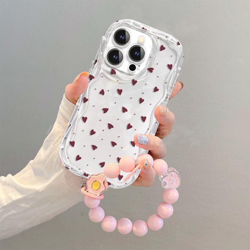 Case For RENO 15F 14 15 PRO 14F 13F 12F 11F 11 12 Pro OPPO A6 A5 PRO A6X Soft Love Heart Bracelet Chain Wave Side Silicone Cover
