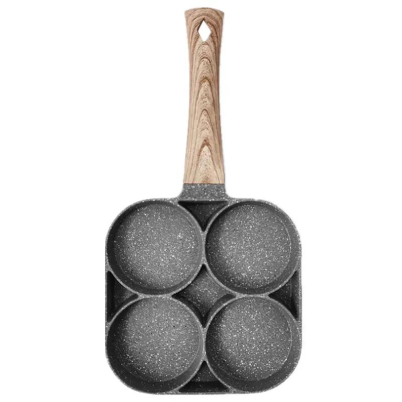 4-hole Egg Frying Pan Non-stick Pancake Pans Thickened Omelet Pan Steak Cooking Pan Hamburg Bread Pan Induction Cooker Gas Stove