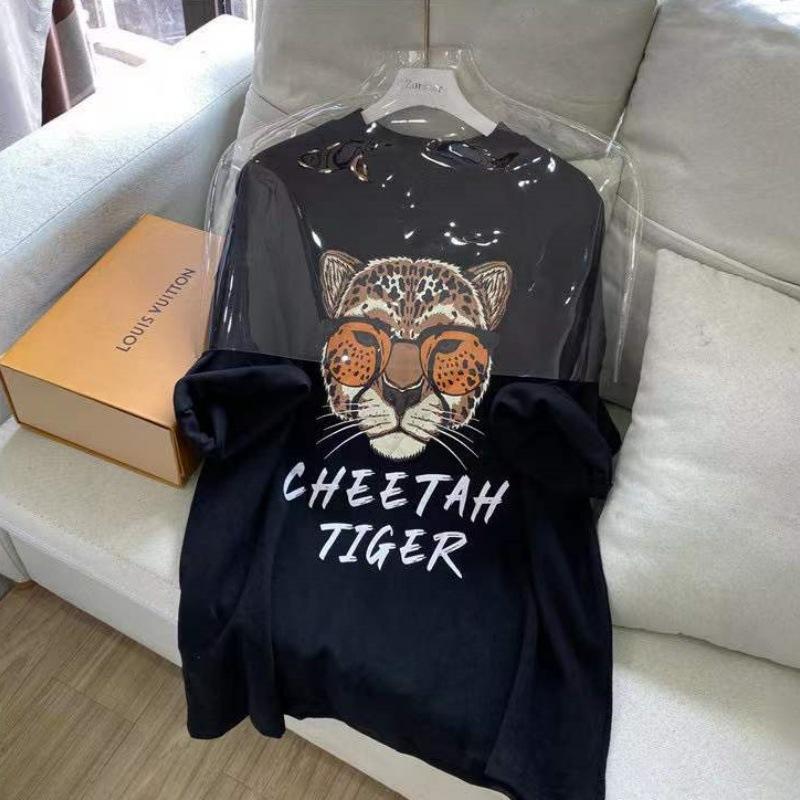 

Футболка с короткими рукавами и принтом в виде головы леопарда для женщин на весну и лето, новый корейский стиль, свободный топ с короткими рукавами XXXL