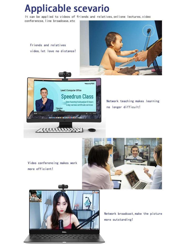 HD USB Webcam for Live Streaming & Conferencing with Built-In Microphone & WiFi, Driver-Free.