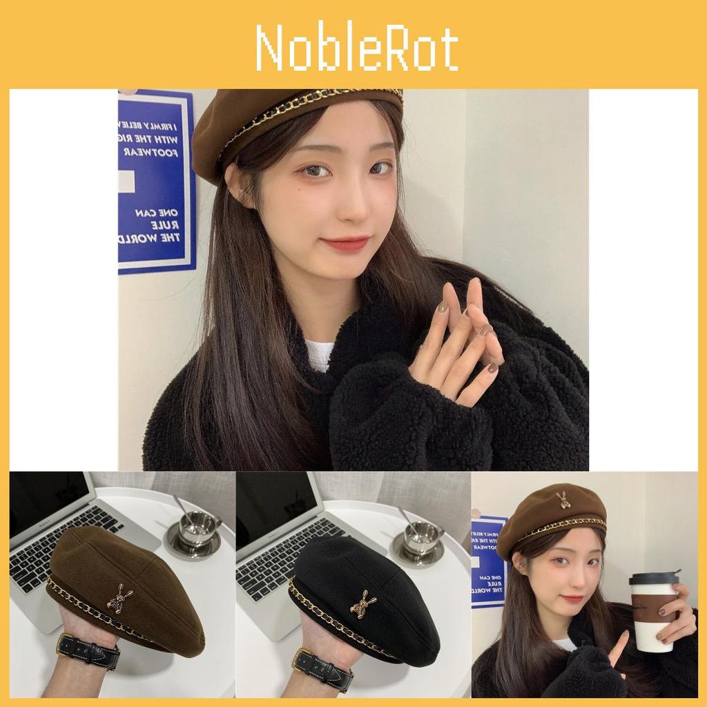 Stylish Beret Retro For Women Sweet Look With Embroidered Chain Detail