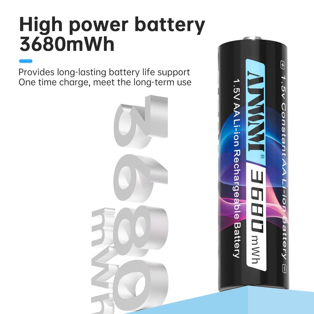 AJNWNM 1.5V AA Lithium-ion Rechargeable battery 3680mWh Battery AA 1.5V for Clock Toys Camera Rechargeable Battery AA 1.5V