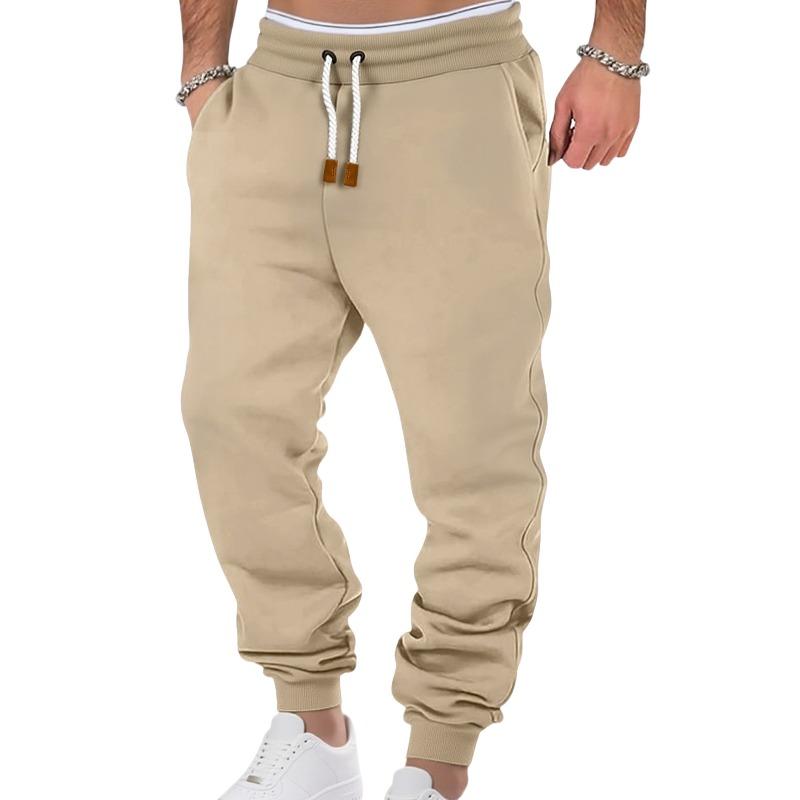 Men's pants spring and autumn solid color trendy sports casual sweatpants loose tied feet stacking pants