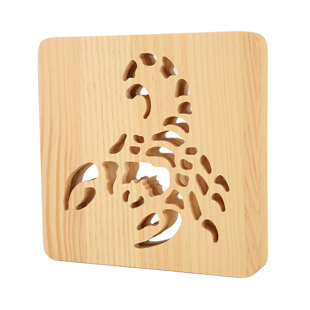 Wooden 3D Lamp Cool Scorpion Style USB Connection Warm Romantic Aid Sleeping LED Night Light for