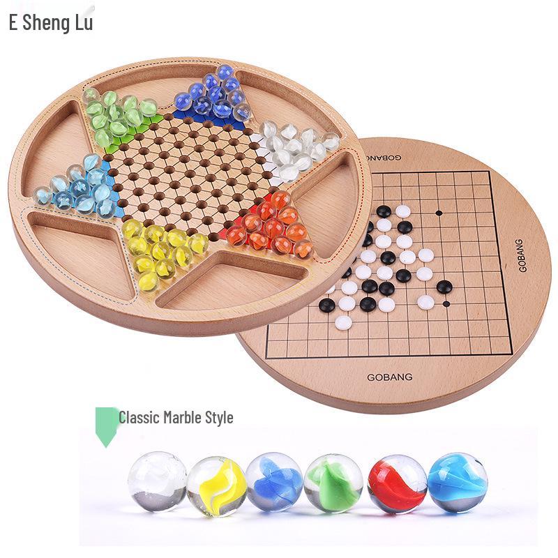 Classic Wooden Checkers & Ludo Educational Game Set for Kids