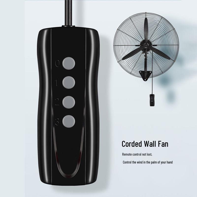 Jinglai Feng Industrial Wall-Mounted Fan with Wired Remote Control Buttons - Commercial Workshop Bull Horn Electric Fan.