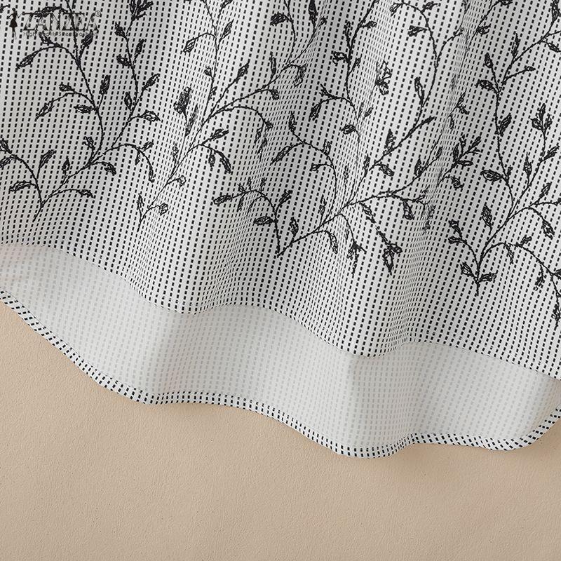 ZANZEA Lässige Bluse mit Rundhalsausschnitt und 3/4-Ärmeln und lockerem Print für Damen
