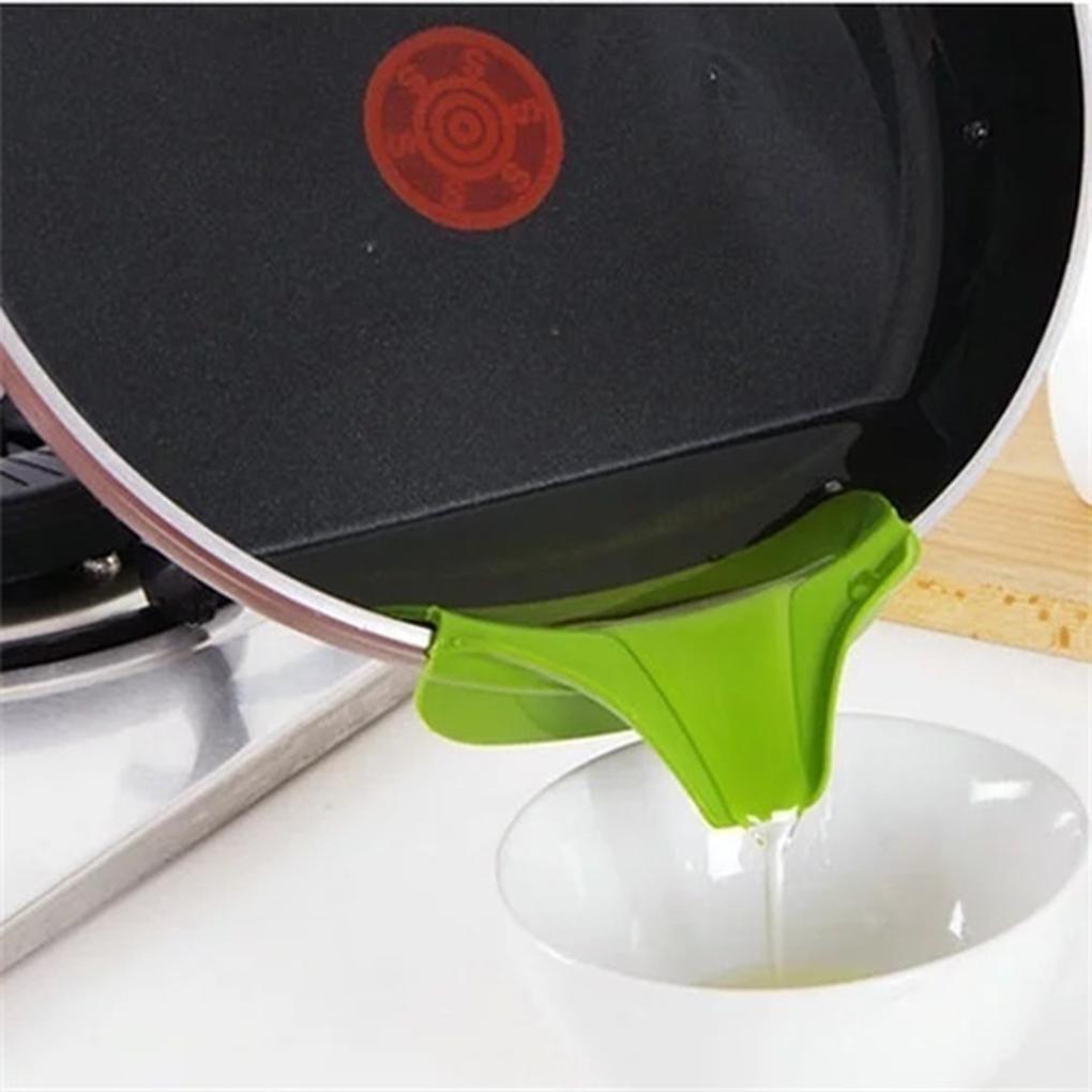 Kuchyňské hrnce pánve silikonový kulatý okraj deflektor trychtýř polévka voda odváděcí ústí kuchyňské potřeby