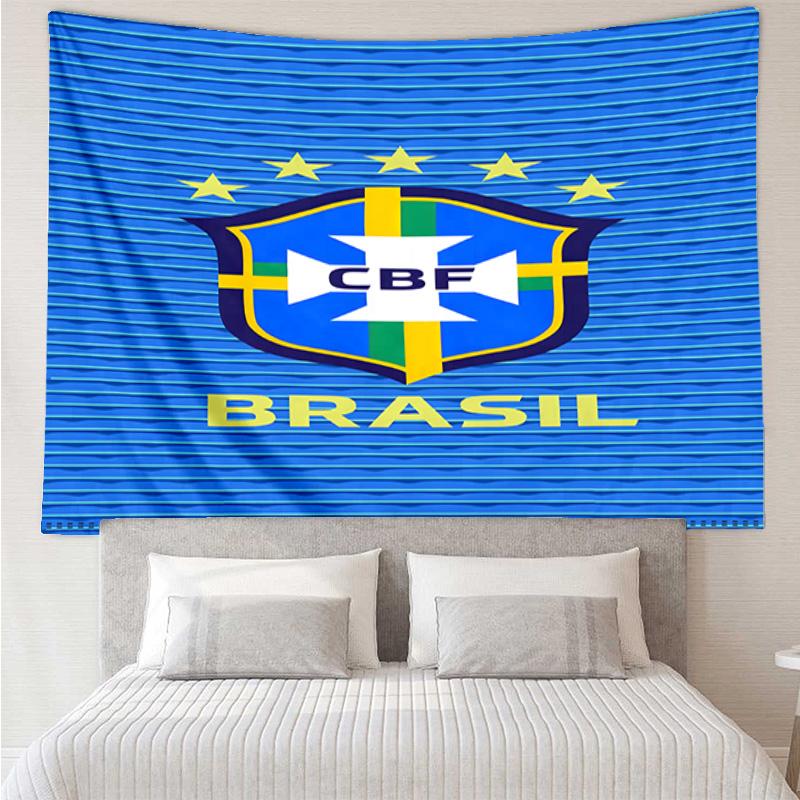 1PC Brazilian Football Emblem Printed Tapestry Room Decoration Wall Hanging for Living Room Bedroom, Dormitory, Birthday and Christmas Gifts