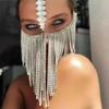 Halloween Ornaments, Full Face Mask Full Of Diamond Tassel, Party Ball Attention Shiny Diamond Mask