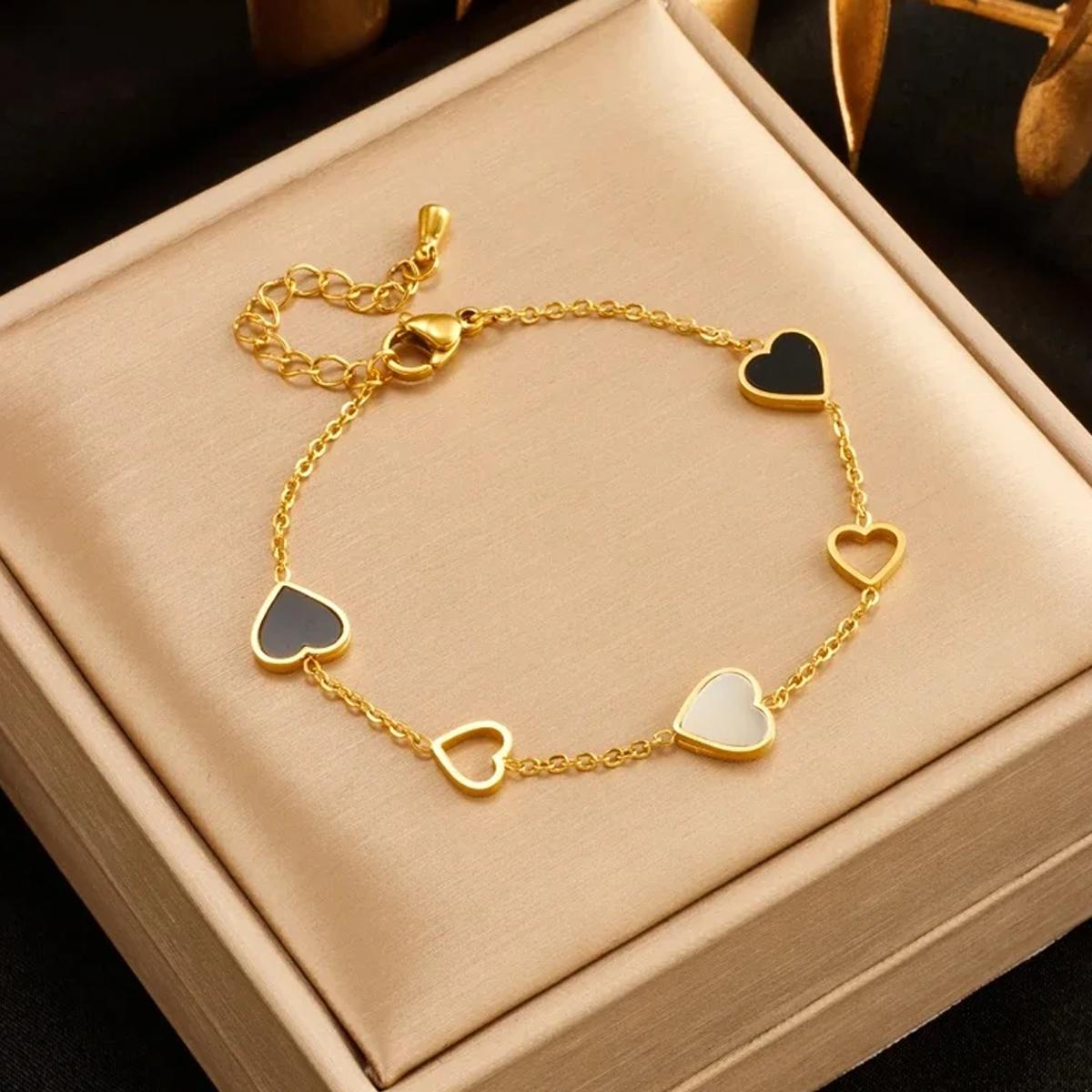 

Stainless Steel Heart Love Charm Bracelet For Women Girl New Trend Bangles Non-fading Jewelry Birthday Gift Party