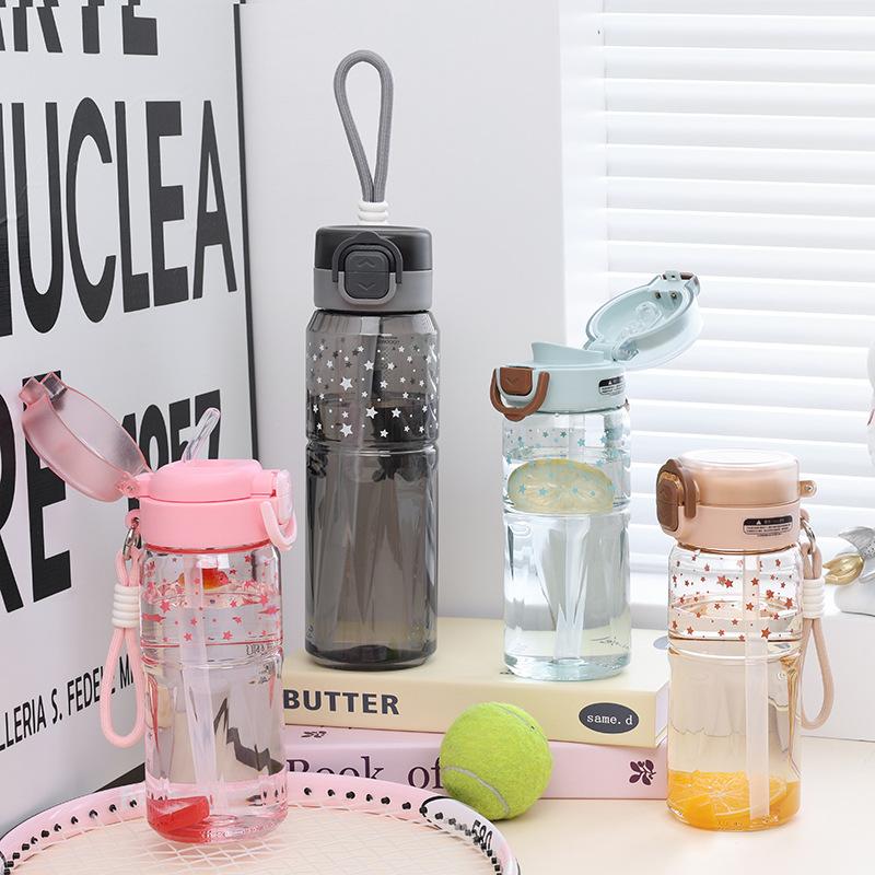 Water Bottle New Large Capacity Outdoor Double Drinking Cup High Value Portable Male and Female Students Plastic Water Cup Summer Sports Kettle