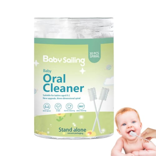 Baby Tongue Cleaner, Newborn Tongue Cleaner, Pack of 30, Upgraded Disposable Oral Gauze Tongue Cleaner with Paper Handle | Double-Ply Cotton Thread Or