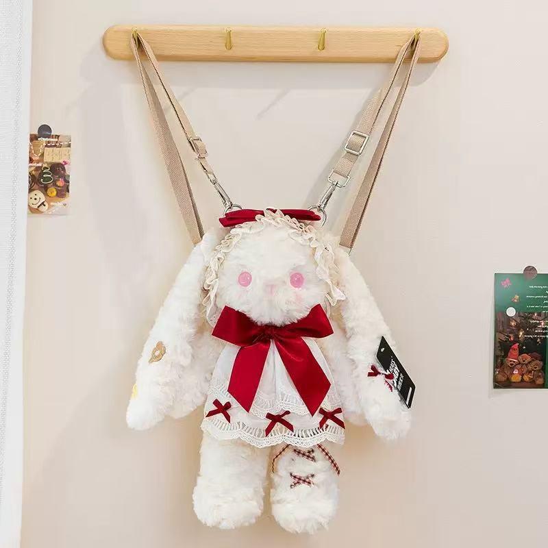 Plush Rabbit Doll In Lolita Style Soft Stuffed Toy Girls Women Birthday Gift 40cm 60cm 90cm Pink Burgundy Blue