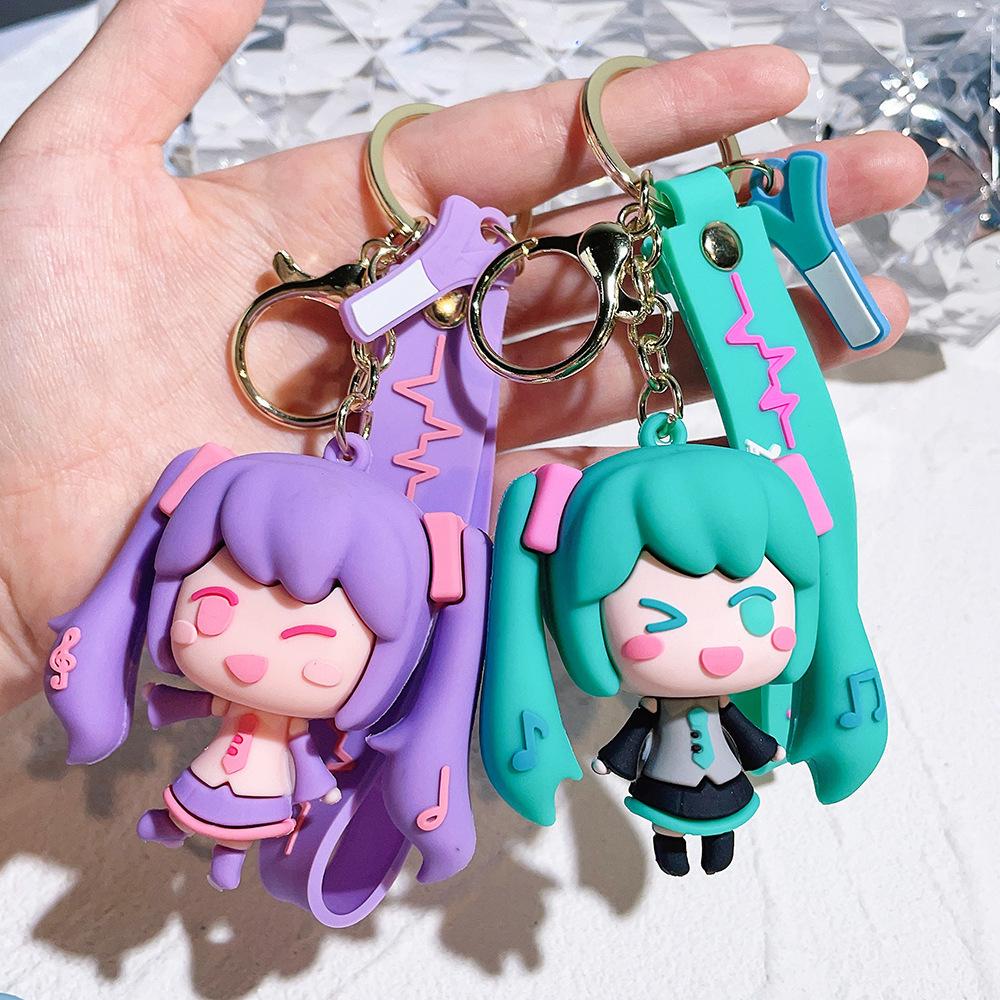 1 Pezzo Portachiavi Action Figure Cartone Animato Hatsune Miku Rosa Miku Ragazze Musica Elettronica Cantante Virtuale Modello Pvc Collezione Giocattolo per Bambini