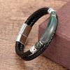 Minimalist Crystal Stone Bracelet Braided Leather Cord Stainless Steel Chain Waterproof Jewelry for Men Women Daily Use