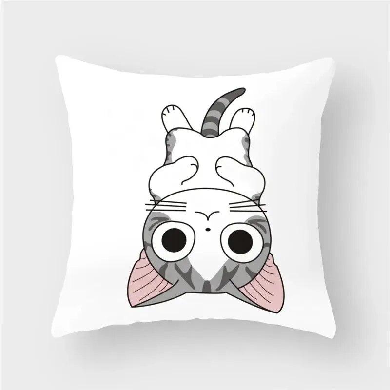 45x45cm Funny Cute Cat Cushion Cover Cartoon Pet Pillowcase for Living Room Sofa Bedroom Home Decoration Pillowcase