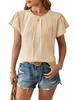 Women's Short Sleeve Ruffle Neckline Casual Blouse Multi Color