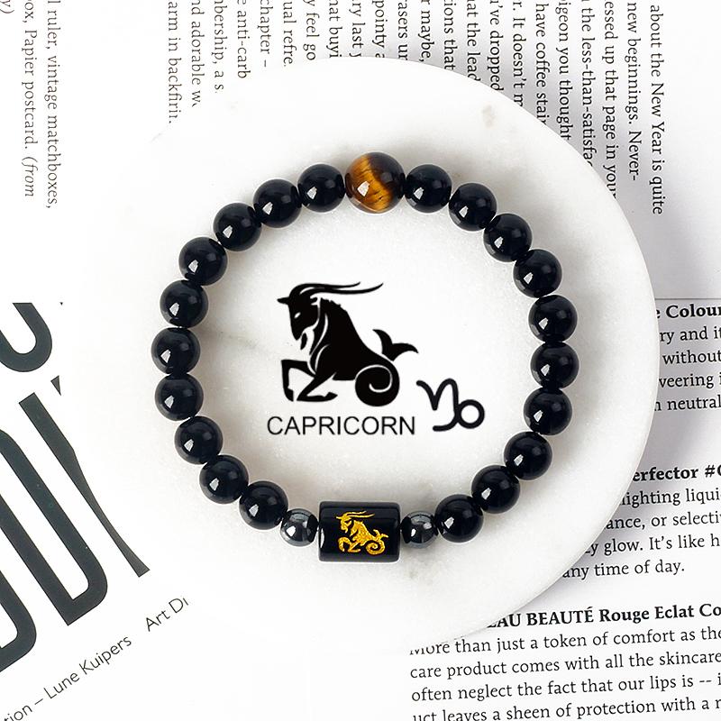 12 Constellations Scorpio Bracelet Natural Stone Tiger Eye Beads Bracelets for Men Women Cancer Virgo Leo Libra Couple Jewelry