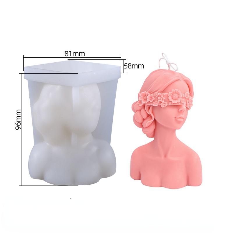 1PC Blindfolded Girl Silicone Candle Mold for DIY Rose Human Body Plaster Portrait Candle Making Soap