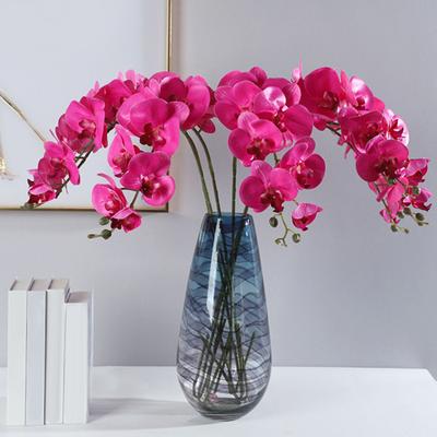 9 Heads Fake Phalaenopsis Multi-fork Handcraft Artificial Butterfly Orchid for Home
