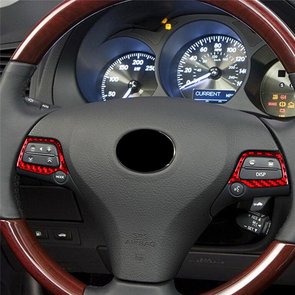 2Pcs Red Carbon Fiber Steering Wheel Button Cover Trim For Lexus GS350/450h/460