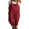 2026 Cotton Linen Retro Pocket Straight-Leg Overalls for Women