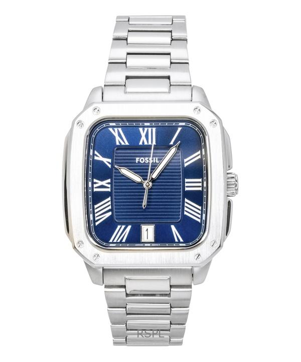 Мужские часы Fossil Crosby из нержавеющей стали с синим циферблатом, кварцевые, FS6121