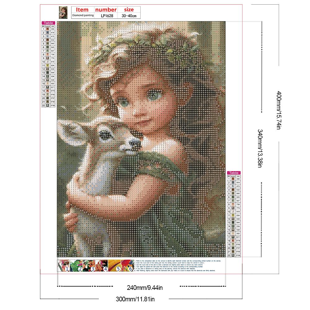 30*40CM 5D DIY Vollrunde Bohrer Strass Süßes Mädchen Kit Kunsthandwerk Mosaik Malerei Stickerei Handgefertigt Heimdekoration Geschenk