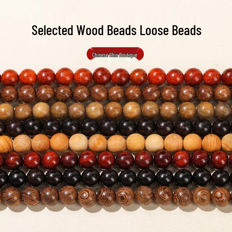 Golden Sandalwood Round Beads - Loose Wooden Beads for DIY Buddhist Jewelry & Accessories