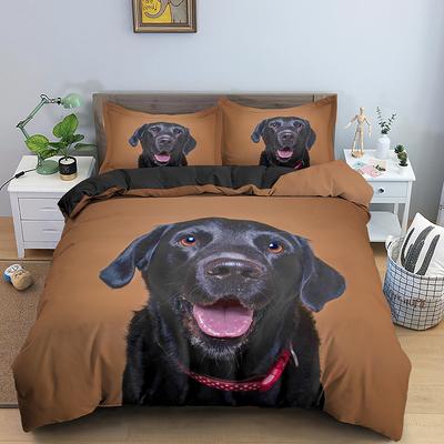 3D Hund Königin König Bettbezug Lustiges Welpen Bettwäscheset Für Kinder Teenager Erwachsene Liebes Haustier Tier Schwarz 2/3tlg Polyester Bettdeckenbezug