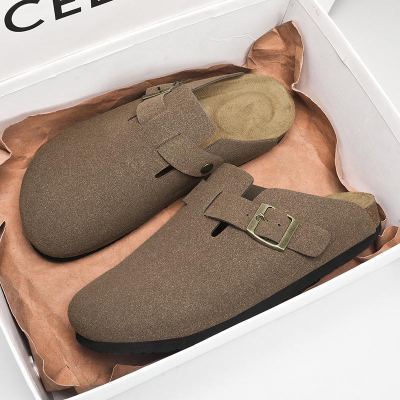 Fashion Classic Man Leather Summer Slippers Soft Lightweight Slides Men Leisure Walk Sandals Outdoor Man Half Drag Versatile Flip-flops
