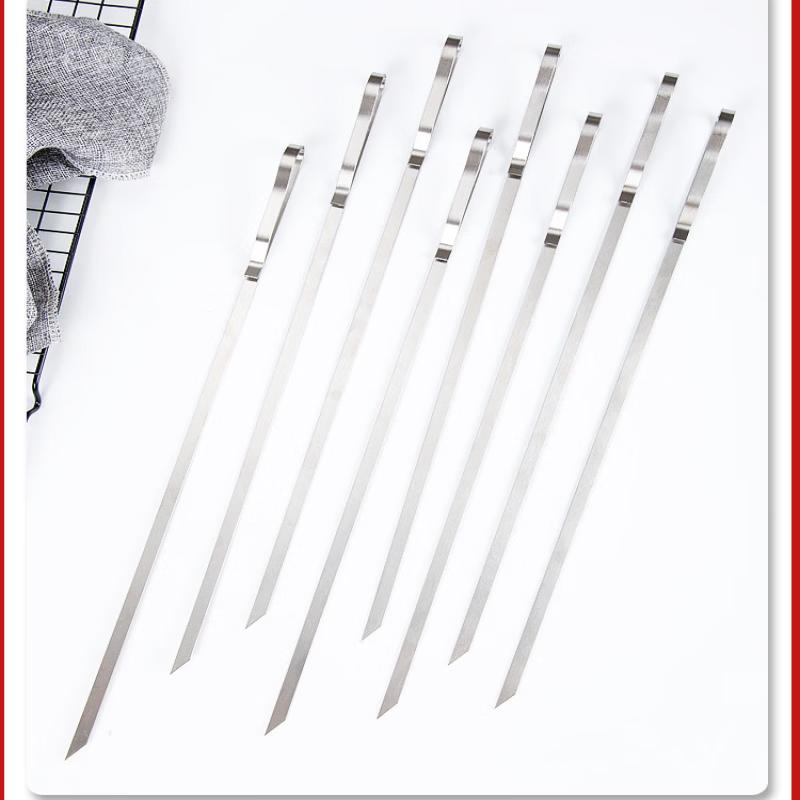 ZISIZ Stainless Steel BBQ Skewers with Wooden Handles