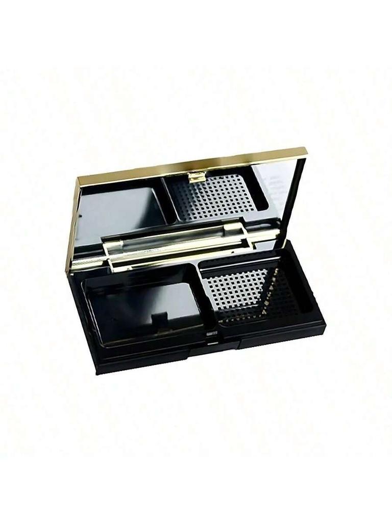 YSL Women's Golden Storage Case with Built-in Mirror, Portable for Easy Touch-ups