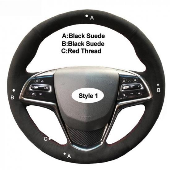 DIY Car Steering Wheel Cover For Cadillac ATS 2013- CTS 2014- ELR 14-18