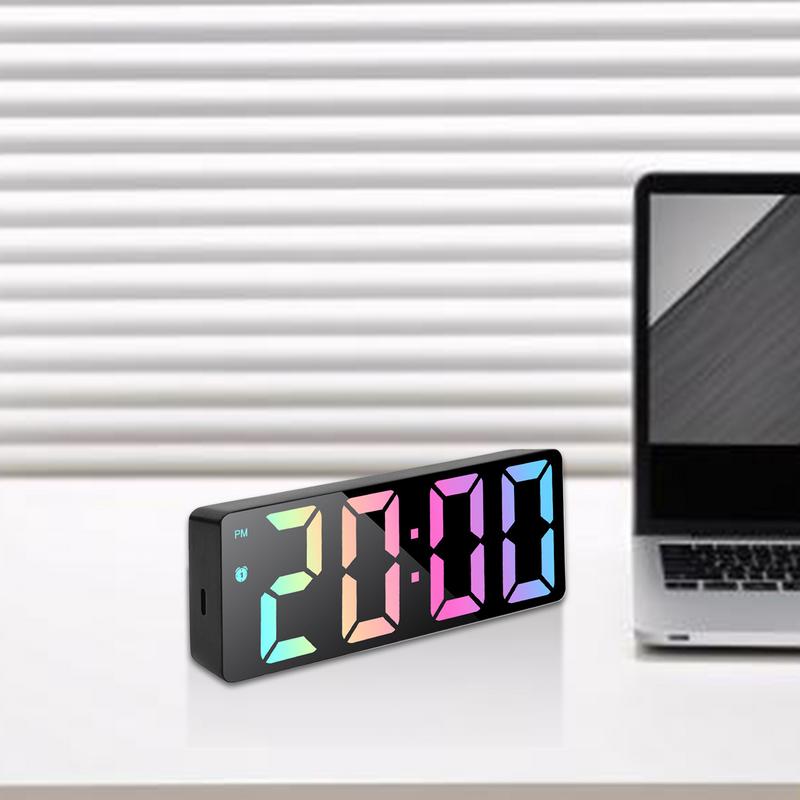 Digital Alarm Clock Electronic LED Mirrored Desk Clock Luminous Alarm Clocks Modern Home Decor With Date And Temperature Table