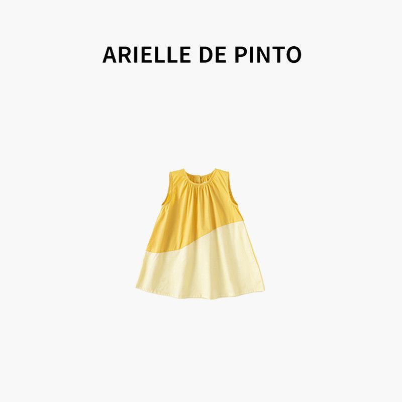 Французское разноцветное платье для девочек Arielle De Pinto, стильное летнее детское платье-майка, модная юбка Cream yellow 140cm